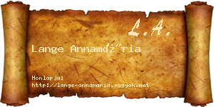 Lange Annamária névjegykártya